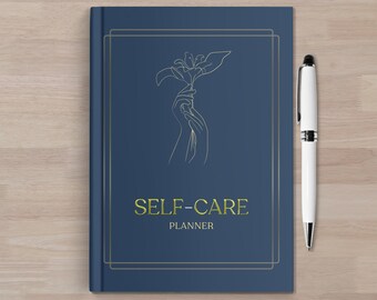 Personalized Navy Self-Care Planner, Undated Wellness Journal