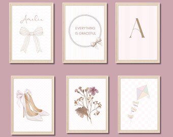 Conjunto de pôsteres personalizáveis para dormitório | Arte de parede Clean Girl (Download digital)