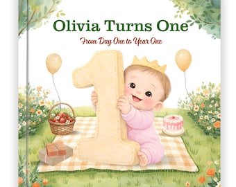 Personalized First Birthday Book |  Baby 1st Birthday Gift | Custom Baby Name Storybook | Olivia Turns One