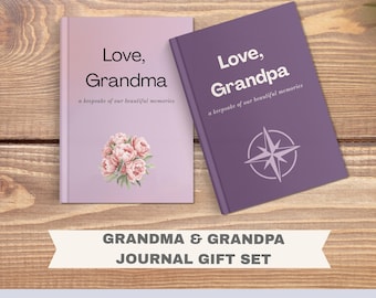 Personalized Grandparents Memory Journal Set, Custom Grandma Grandpa Guided Prompts, Keepsake Photo Book
