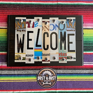 Welcome Sign, Bienvenidos, Home Decor, License Plate Sign, License 