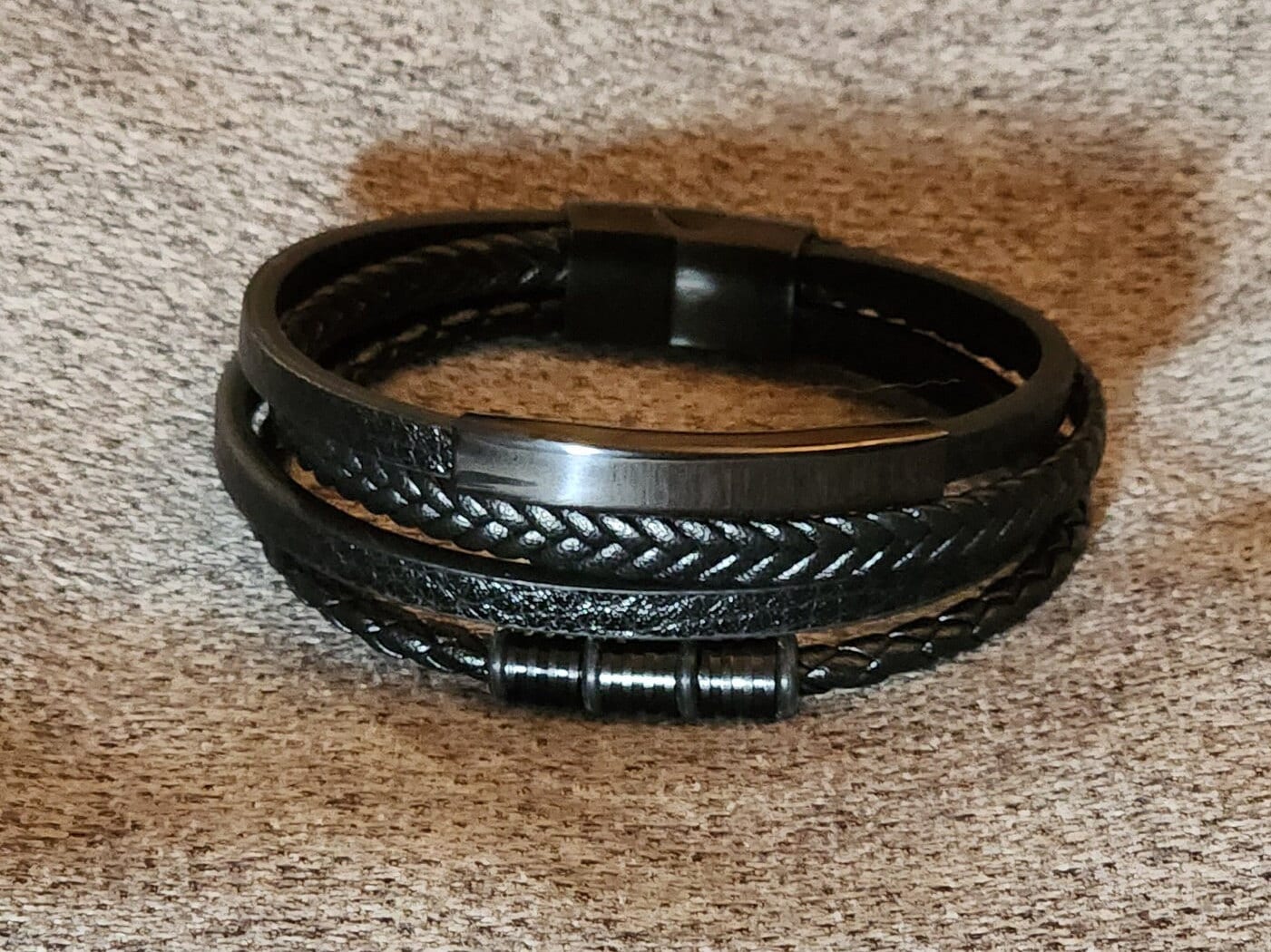 SONGK Bracciale in Pelle Multistrato in Metallo con Stella Teschio Punk Gotico Braccialetti da Uomo Braccialetti Maschili