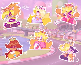 Nintendo Princesses Assorted Stickers || 6 Pack Holographic Stickers