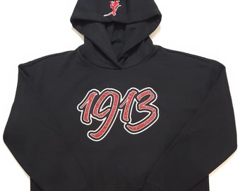 Delta Sigma Theta "1913" Embroidered Crop Top Hoodie with custom Personalized Hood