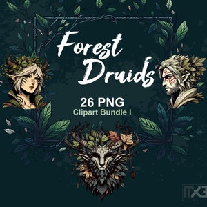 Fantasy Forest Druids PNG Clipart, magische natuur Mystic Clip Art, betoverende digitale afbeeldingen downloads voor creatieve ontwerpen, commercieel gebruik