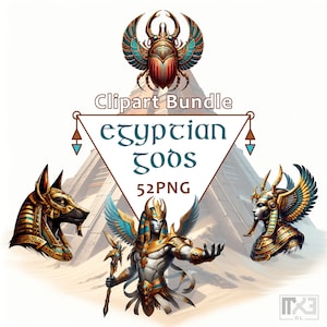 Egyptian Gods PNG Clipart Bundle: Ancient Art Images (Commercial Use)