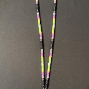 17inch Black neon colored beaded lanyard