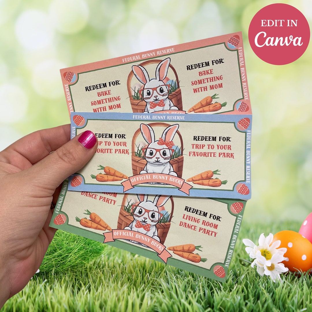 Easter Bunny Bucks Printables, Easter Play Money, Easter Egg Filler ...