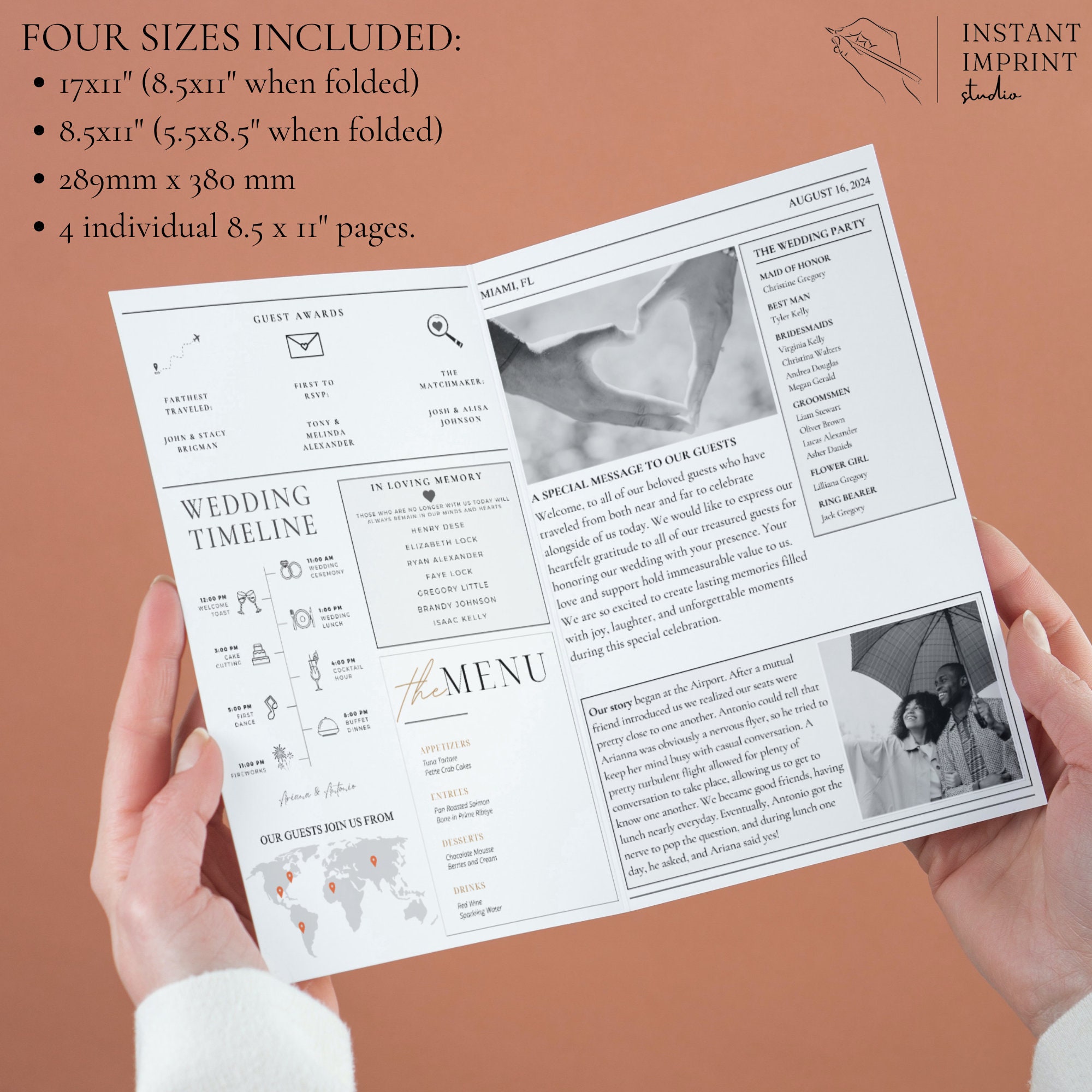 Newspaper Wedding Program Template, Editable Newspaper Wedding Ceremony ...