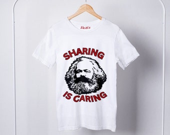 Camiseta de Karl Marx, camiseta Sharing is Caring, camiseta izquierdista, ropa de socialismo, regalos comunistas