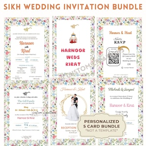 Personalized Indian Wedding Invitations, Sikh Wedding Cards, Anand Karaj, Punjabi Wedding Invite,Digital Download,Seller Edits (No Template)