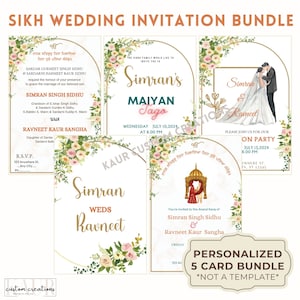 Personalized Indian Wedding Invitations, Sikh Wedding Cards, Anand Karaj, Punjabi Wedding Invite,Digital Download,Seller Edits (No Template)