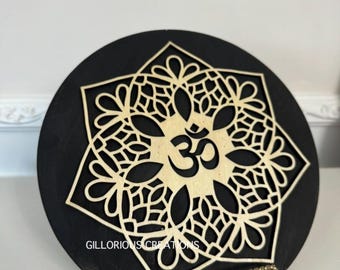 3D Premium Wooden 'OM' Decorative Plaque, OM Mandala Art, Spiritual Yoga Studio Decor, Boho Chakra Art,Meditation Room,Hindu Home Decor