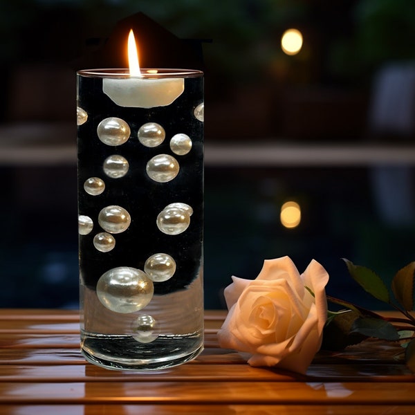Remplissage de vase flottant, perles blanches, bougies flottantes, guirlandes lumineuses, décoration de fête, mariage, cadeau romantique DIY pour elle