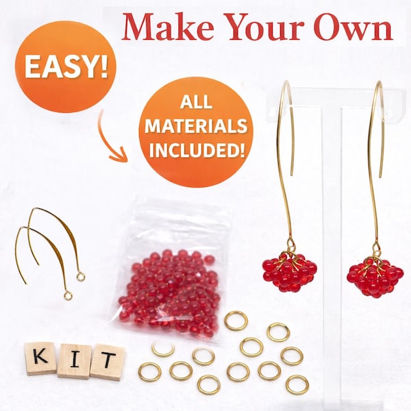 Beaded Dangle Earring Making Kit – Gold-Plated Hooks, Beginner Jewelry Craft Set