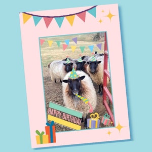 Printable Birthday Card for Sheep Lovers, kids, farmers | Downloadable card | Instant Download