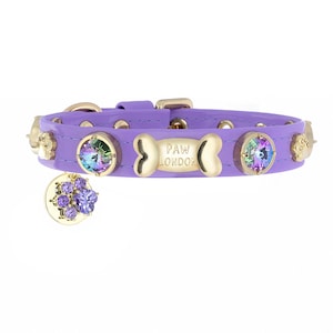 Lilac Swarovski Dog Collar, Swarovski Purple Dog Collar, Crystal Dog Collars, Name Tag, Custom Dog Collar,Luxury Dog Collar,Bling Dog Collar