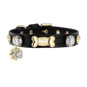 Black Swarovski Dog Collar, Dog Collar With Swarovski Crystal, Luxury Dog Collar, Dog Collar With Name, Bling Dog Collar, Small Dog,Designer
