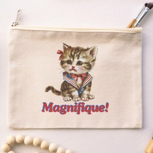 Cat Lady Makeup Bag Retro Vintage Style Kitty Cosmetic Pouch Gift for Kitten Lover Zipper Coin Purse Animal Lover Idea Cute Coquette Kitsch
