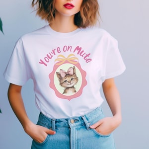 Vintage Cat Shirt, Feminine Coquette Gift for Cat Mom, Retro Kitten Tee, Vintage Kitsch, Cute Animal Top, Retro Kitschy, Funny T-Shirt