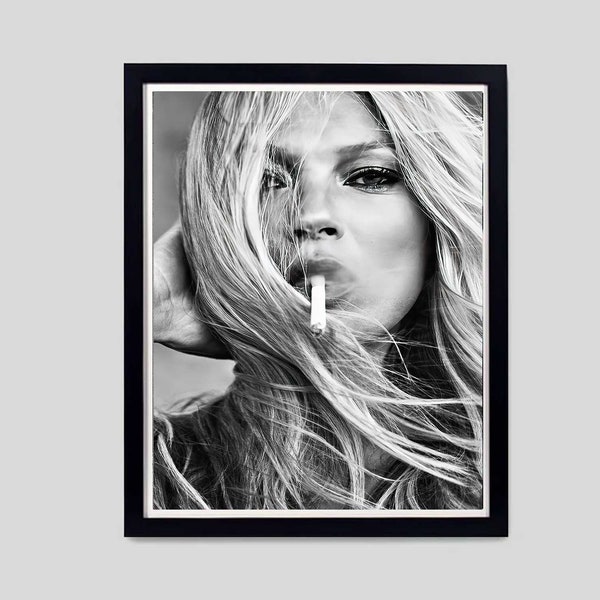 Poster/Print of Kate Moss | High-Profile Supermodel | Fashion Icon | Smoking Kate Moss | Interior Design | Instant Download