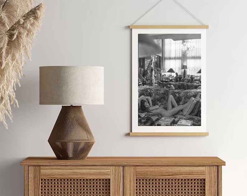 1970s Nude Woman Sleeping on Sofa Vintage Erotic Art Print Boho Decor, Retro Wall Art, Sensual