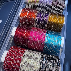 Raindrop multicolor glass bangles (12 set )