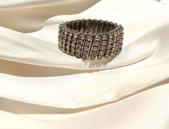 1950s Rhinestone Accordian Bracelet - image 1