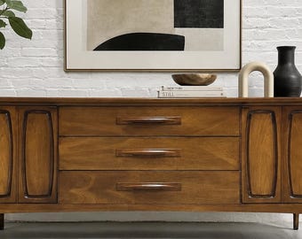 Mid Century MODERN Walnut CREDENZA / Long Dresser by BROYHILL Premier, c. 1960's