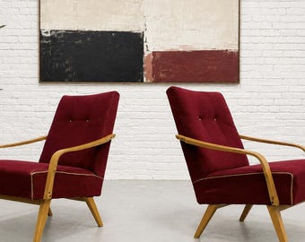 PAIR - Mid Century Modern Lounge Chairs by Jaroslav Smidek, made in Czechoslavakia, c. 1960s