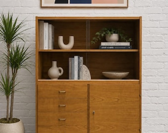 Mid Century Modern Oak Bookcase | Dry Bar | China Cabinet, c. 1960’s