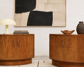 Mid Century Modern G-Plan Fresco Teak Corner Cabinets, c. 1960’s | Pair of Nightstands
