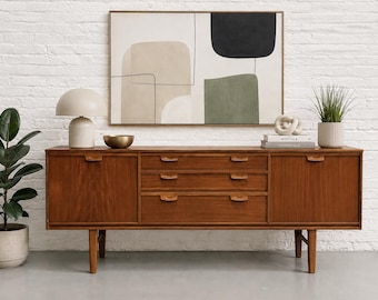 Vintage Danish Teak Credenza – Mid Century Modern Media Console, 1960s