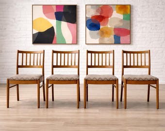Set of 4 Danish Modern Teak Dining Chairs | Mid Century Scandinavian Chairs, 1960s