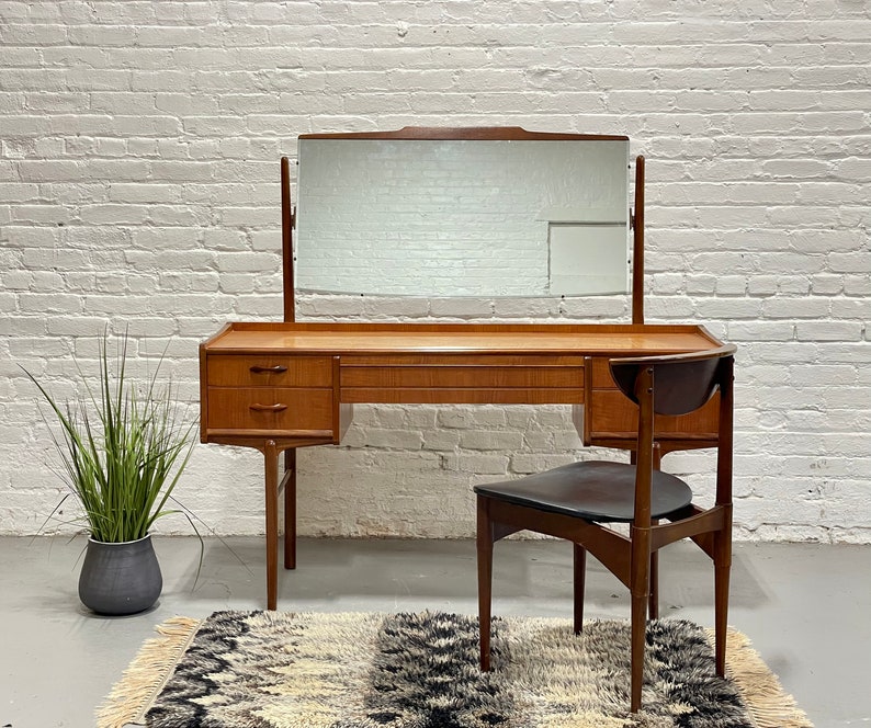 Mid Century MODERN TEAK VANITY / Desk Large Mirror, C. 1960's - Etsy