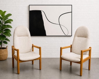 Pair - Oak Mid Century Modern Lounge Chairs | Danish MCM Armchairs, c. 1960’s