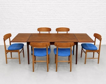 DANISH Mid Century Modern Teak DINING TABLE, Hidden Leaves, c. 1960’s