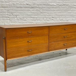 Mid Century MODERN Walnut Long DRESSER / CREDENZA manner of Dunbar, c. 1960&#39;s