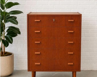Mid Century Modern Danish Teak Highboy / Dresser by Poul Volther, c. 1960s