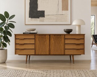 Mid Century Modern African Teak Sideboard | Scandinavian Credenza, Made in England, c. 1960’s