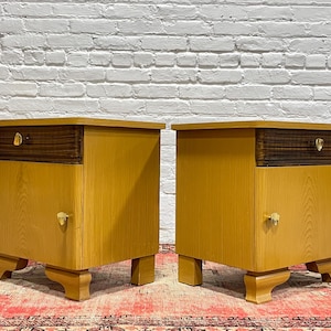 Mid Century Modern DUTCH NIGHTSTANDS / Bedside Tables Art Deco, c. 1950&#39;s, a Pair