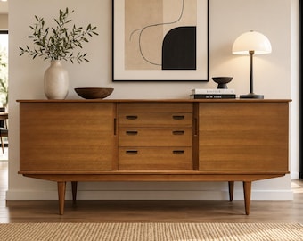 Mid Century Modern Walnut Credenza by Alfred Cox, Made in England, c. 1960’s