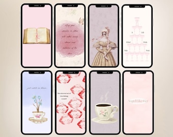 Coquette Aesthetic Collection: Set of 8 Stylish Phone Wallpapers – Trendy Digital Backgrounds for a Device Makeover - Instant Download
