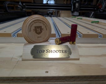 Custom Engraved Maple Clay Shooting Trophy, Shooting Event Award