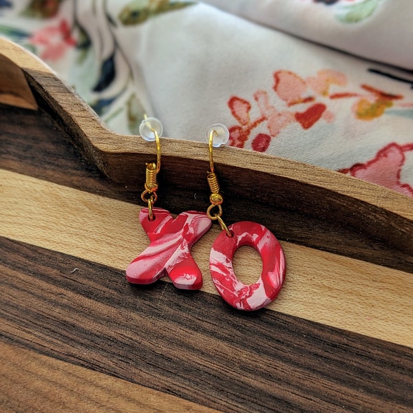 Red and Pink Swirl Hugs & Kisses Earrings