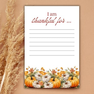 I Am Thankful For Card | Thanksgiving Gratitude Card | Thanksgiving Thankful Card | Instant Download | Friendsgiving Thankful Card