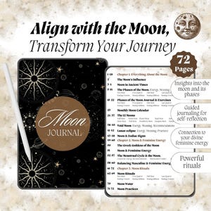 Moon Journal Digital | Moon Workbook | Moon Phases | Moon Rituals | Moon Manifestation | Moon Magic | Moon Guide | Law of Attraction | PDF
