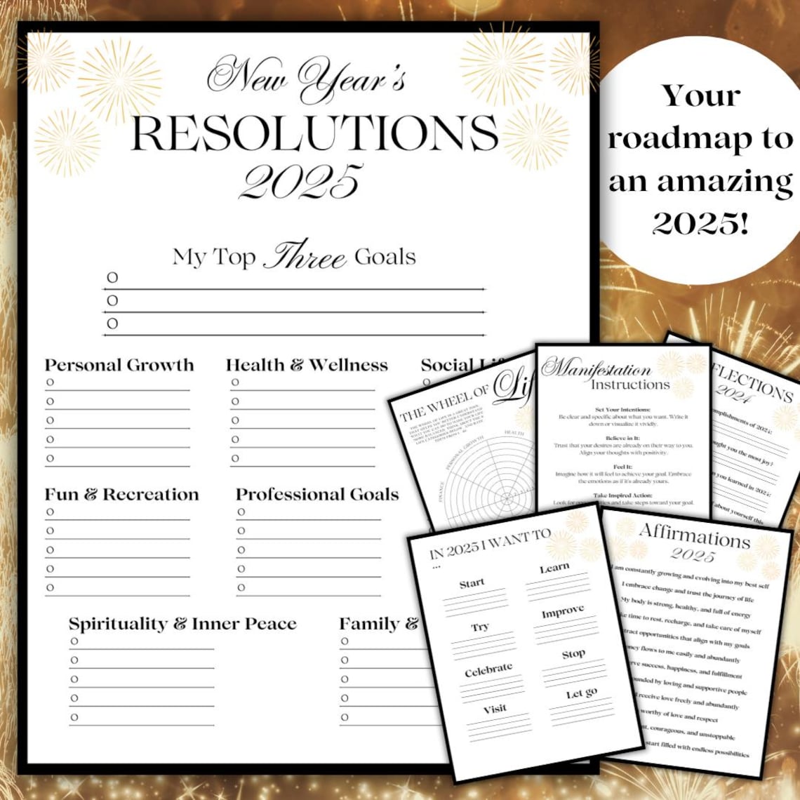 New Year Resolution Printable Bundle | 2025 Resolutions | 2025 Goal ...