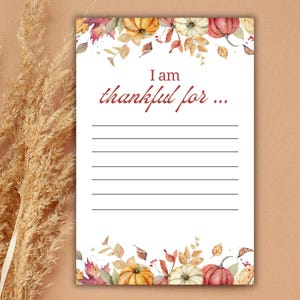 I Am Thankful For Card | Thanksgiving Gratitude Card | Thanksgiving Thankful Card | Instant Download | Friendsgiving Thankful Card