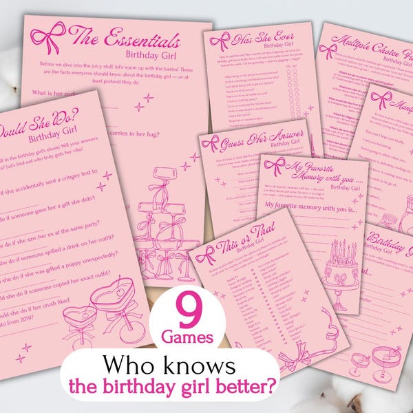 Who Knows The Birthday Girl Best | Birthday Games for Girls | Birthday Trivia Game | Birthday Game Bundle | Printable Birthday Games for Her